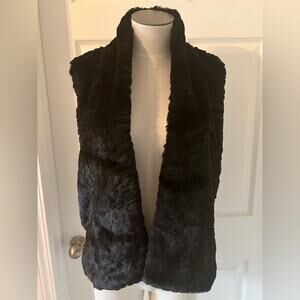 Loft Dressy Cozy Cotton Wool Knit Faux Fur Soft Open Sweater Vest Size Small